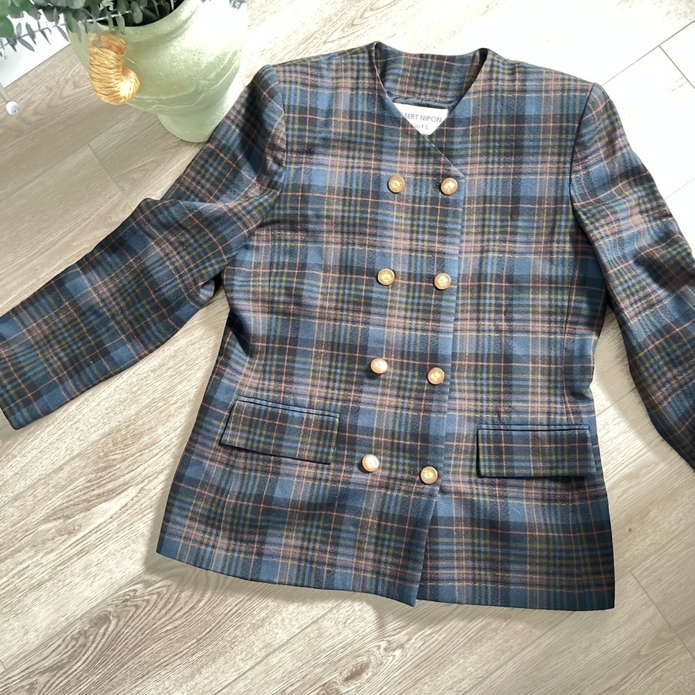VTG. Albert Nipon Plaid Double-Breasted Women's Jacket